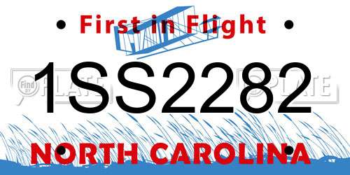 1SS2282 North Carolina License Plate