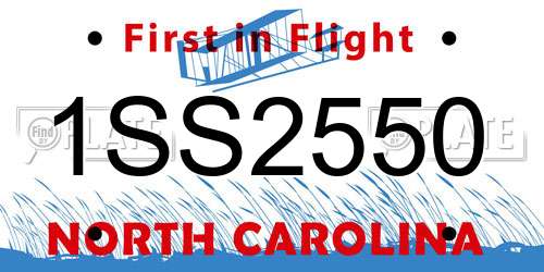 1SS2550 North Carolina License Plate