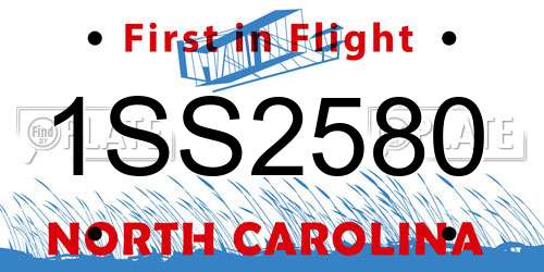 1SS2580 North Carolina License Plate
