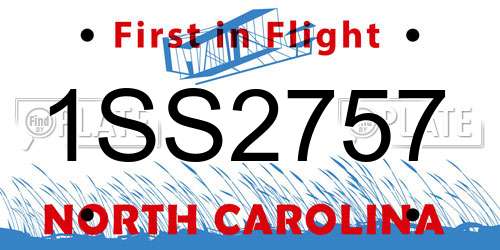1SS2757 North Carolina License Plate