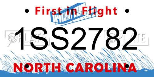 1SS2782 North Carolina License Plate