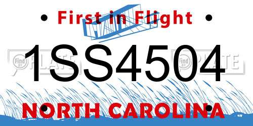 1SS4504 North Carolina License Plate