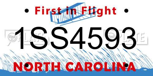 1SS4593 North Carolina License Plate