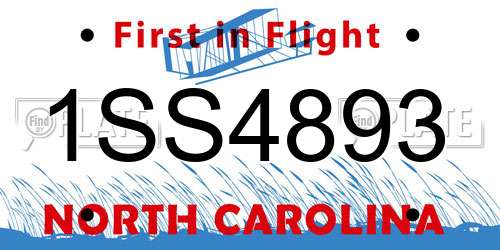 1SS4893 North Carolina License Plate