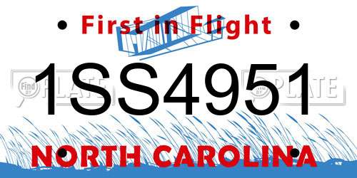 1SS4951 North Carolina License Plate