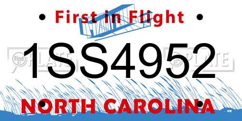 1SS4952 North Carolina License Plate