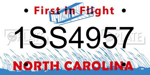 1SS4957 North Carolina License Plate