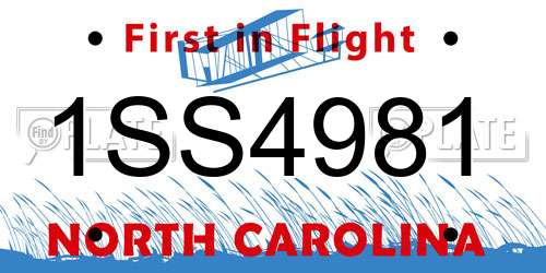 1SS4981 North Carolina License Plate