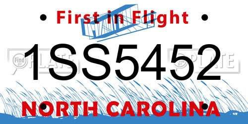 1SS5452 North Carolina License Plate