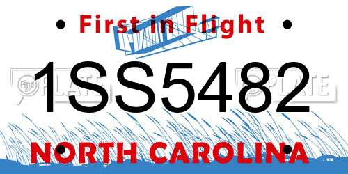 1SS5482 North Carolina License Plate