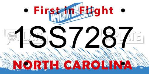 1SS7287 North Carolina License Plate