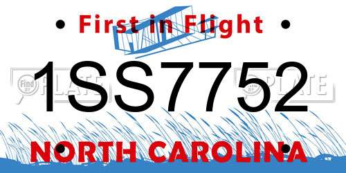 1SS7752 North Carolina License Plate
