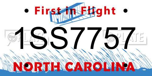 1SS7757 North Carolina License Plate