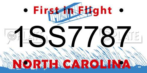 1SS7787 North Carolina License Plate