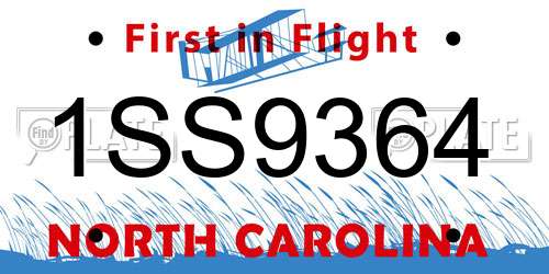 1SS9364 North Carolina License Plate