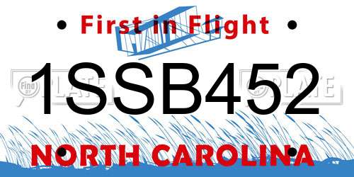 1SSB452 North Carolina License Plate