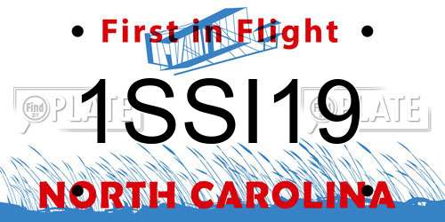 1SSI19 North Carolina License Plate