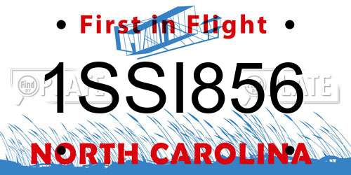 1SSI856 North Carolina License Plate