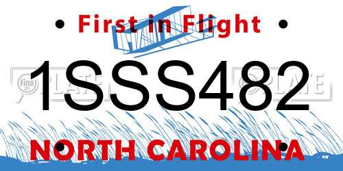 1SSS482 North Carolina License Plate