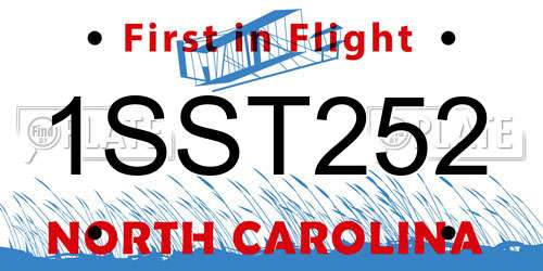 1SST252 North Carolina License Plate
