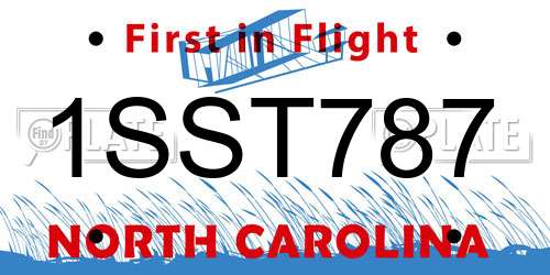 1SST787 North Carolina License Plate