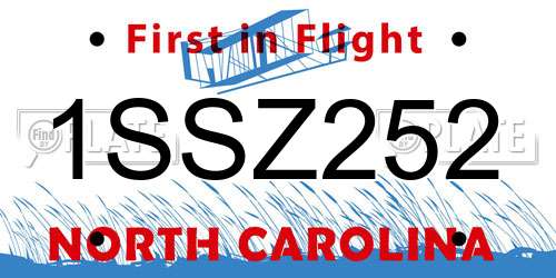 1SSZ252 North Carolina License Plate