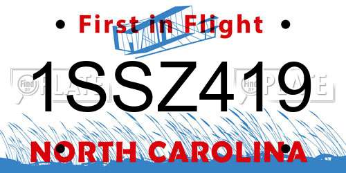 1SSZ419 North Carolina License Plate