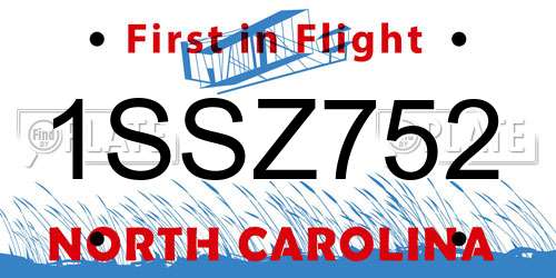1SSZ752 North Carolina License Plate