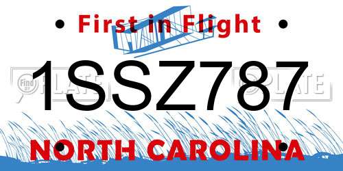 1SSZ787 North Carolina License Plate