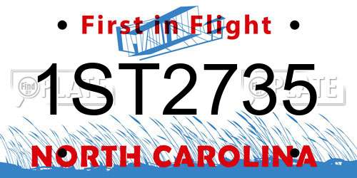1ST2735 North Carolina License Plate