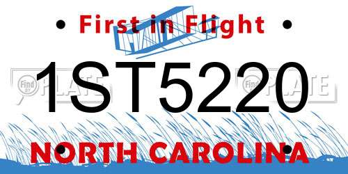 1ST5220 North Carolina License Plate