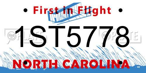 1ST5778 North Carolina License Plate