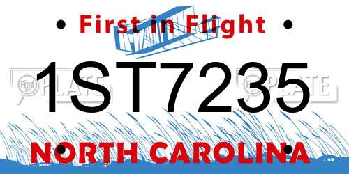 1ST7235 North Carolina License Plate