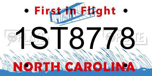 1ST8778 North Carolina License Plate