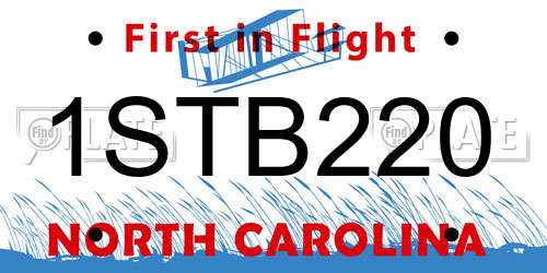 1STB220 North Carolina License Plate