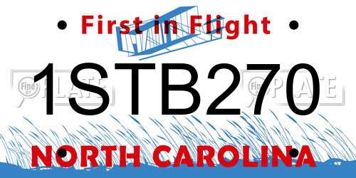 1STB270 North Carolina License Plate