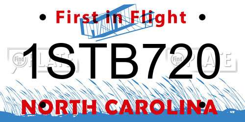 1STB720 North Carolina License Plate