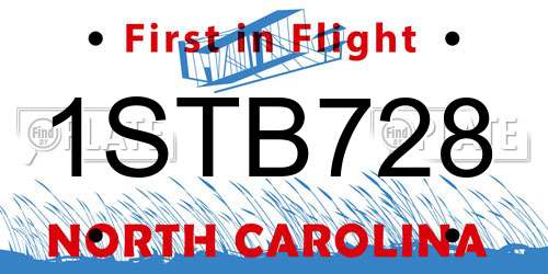 1STB728 North Carolina License Plate