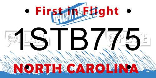 1STB775 North Carolina License Plate