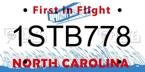 1STB778 North Carolina License Plate