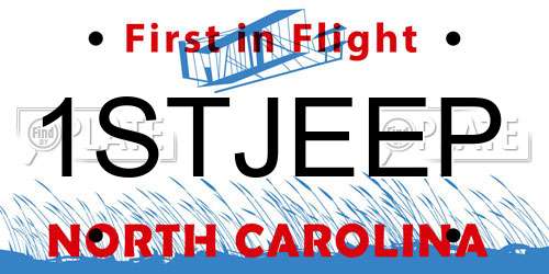 1STJEEP North Carolina License Plate