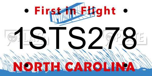 1STS278 North Carolina License Plate