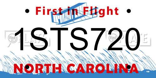 1STS720 North Carolina License Plate