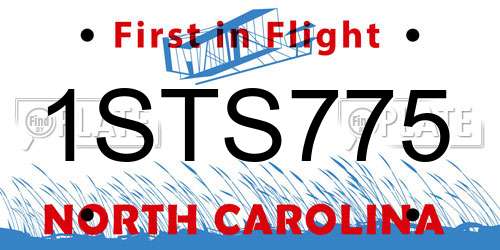 1STS775 North Carolina License Plate