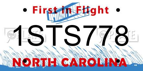 1STS778 North Carolina License Plate