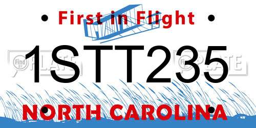 1STT235 North Carolina License Plate