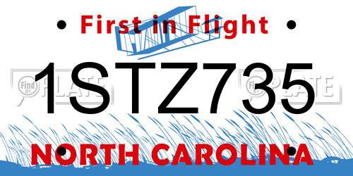 1STZ735 North Carolina License Plate