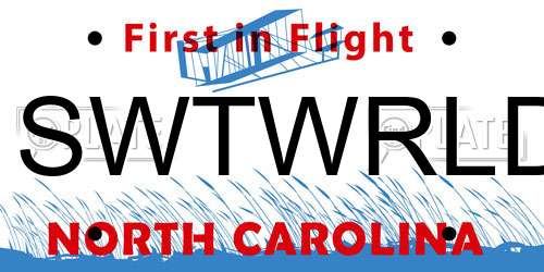 1SWTWRLD North Carolina License Plate