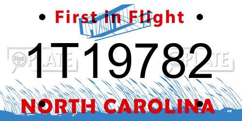 1T19782 North Carolina License Plate