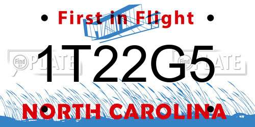 1T22G5 North Carolina License Plate